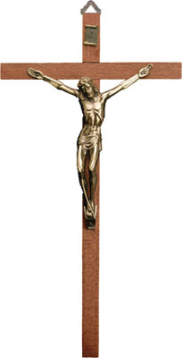 Wood Crucifix 8 inch/Brass Corpus   (10342)