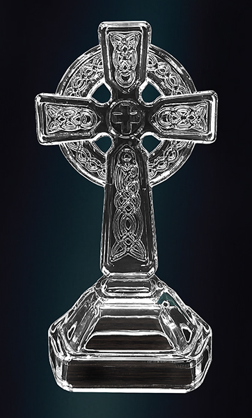Glass Standing Celtic Cross 7 inch   (11903)