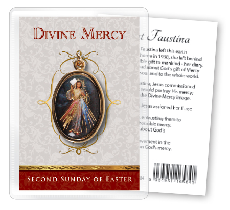Leaflet/Gilt Medal-Gold Foil/Divine Mercy   (16584)