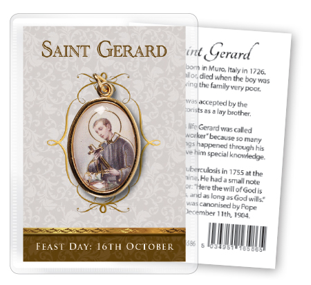 Leaflet/Gilt Medal-Gold Foil/Saint Gerard   (16586)