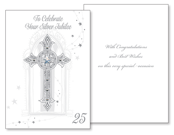 Card/Silver Jubilee/With Imitation Crystals   (20474)
