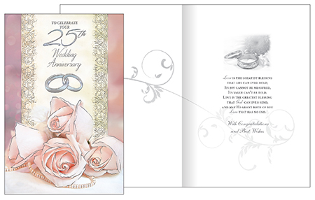 Card - 25th Wedding Anniversary with Insert   (20626)
