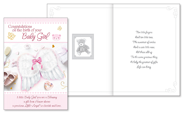 Card/Congratulations - Baby Girl with Insert   (22576)