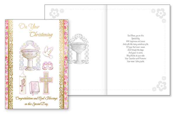 Card/Christening of your Baby Girl with Insert   (22718)