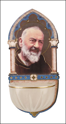 Wood Font/Luminous Bowl/Saint Pio   (3007)