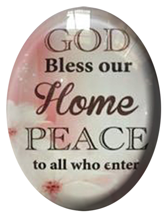 Glass Fridge Magnet/God Bless our Home   (33623)
