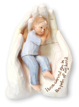 Resin Statue 6 1/2 inch - Palm of Hand/Boy   (34620)