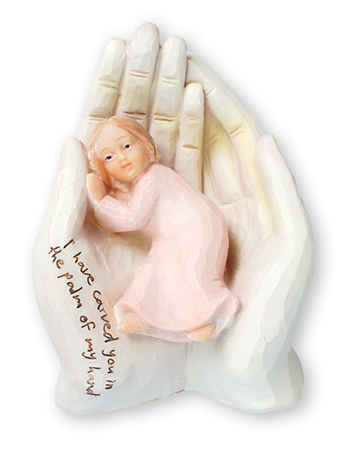 Resin Statue 6 1/2 inch - Palm of Hand/Girl   (34621)