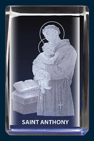 Lazer Engraved Crystal/Saint Anthony   (50621)