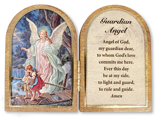 Folding Wood Plaque/Guardian Angel   (56107)
