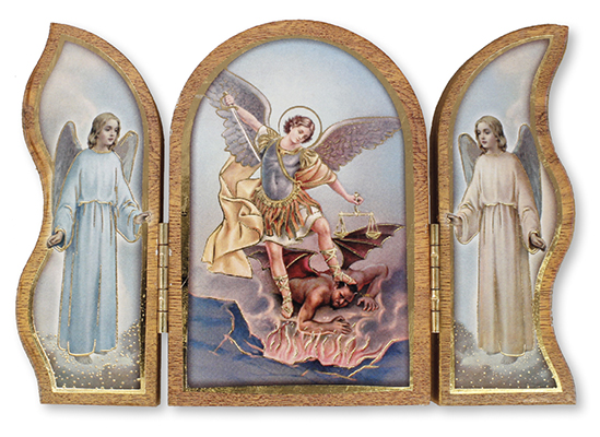 Wood Plaque/Triptych/Saint Michael   (56130)