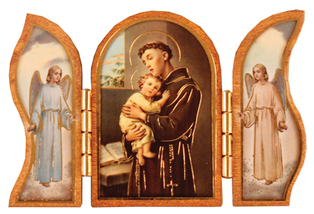 Wood Triptych/Gold Foil/Saint Anthony   (56180)
