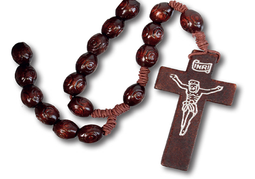 Wood Corded Rosary/Brown Bead   (6045)