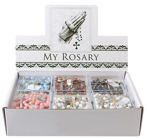 Plastic Rosary/Assorted Colours/Boxed   (6055/ATD)
