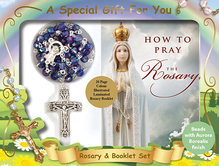 Acrylic Rosary & Booklet Set/Blue AB Finish   (60669)