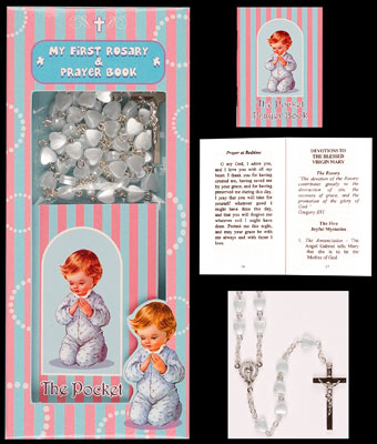 Glass Rosary/Prayer Book Set/Boy   (6117)