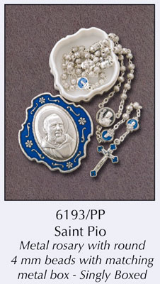 Metal Rosary/Saint Pio/With Matching Box   (6193/PP)