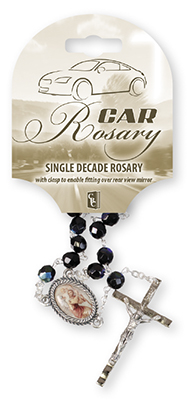 Car Rosary - Single Decade/Glass-Black   (63917)