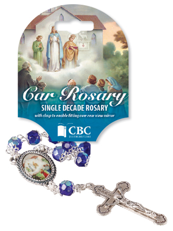 Car Rosary/Single Decade/Glass-Blue/Knock   (63939/KNOCK)