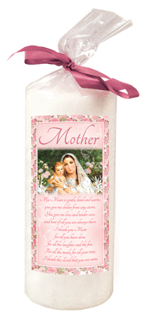 Candle  6 inch with Pink Ribbon/Mother   (86503)