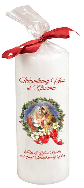 Candle  6 inch with Red Ribbon/Nativity   (86703)