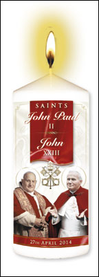 Candle  8 inch - Popes John & John Paul   (86710)