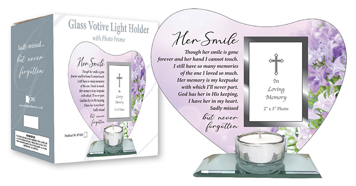 Glass Votive Light Holder/Photo Plaque/Her Smile (87458)