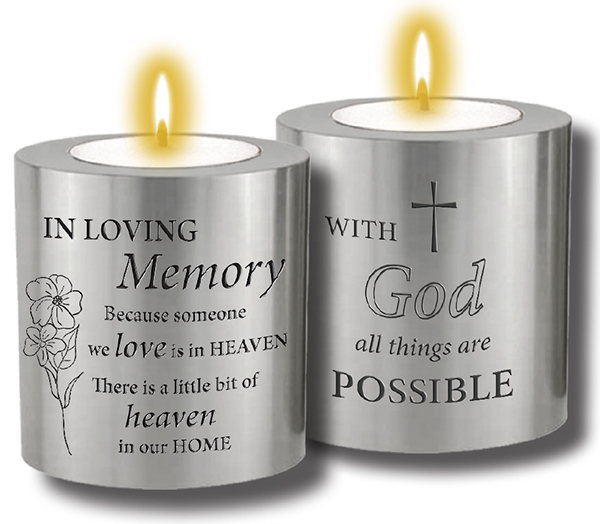 Resin Candle Holder & Candle/Loving Memory  (87708)