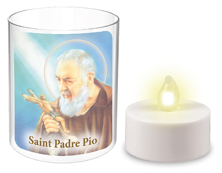 Battery Votive Light & Holder/Saint Pio   (87848)