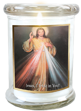 LED Glass Candle Holder/Divine Mercy   (87882)