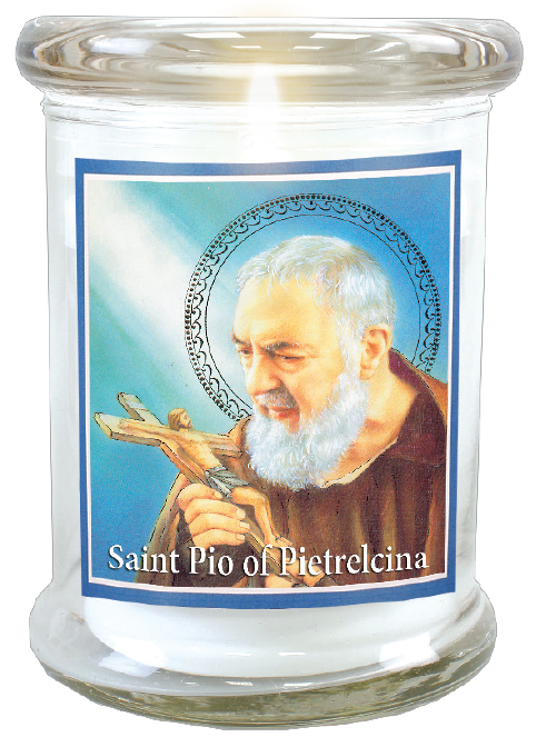 LED Glass Candle Holder/Saint Pio   (87889)