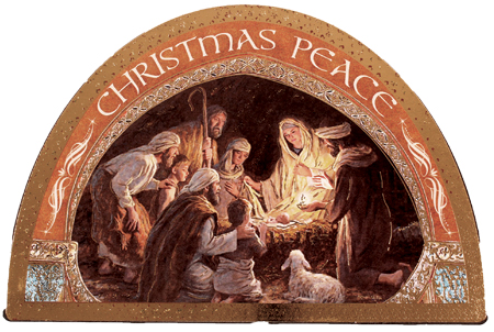 Wood Nativity Plaque/Gold Foil Highlights   (89189)