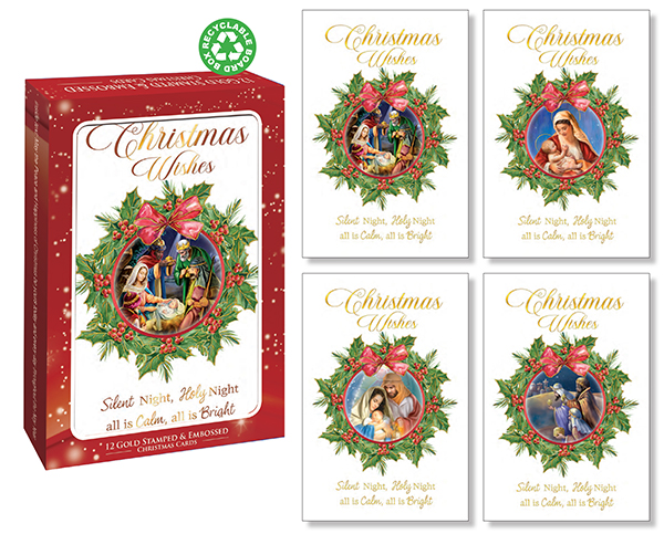 Gold Stamped Christmas Box/12 cards   (92838)