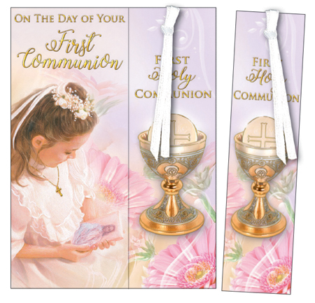 Communion Bookmark Card/Girl with Ribbon   (C27794)