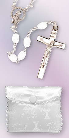 Communion Rosary/Plastic/White   (C6029)