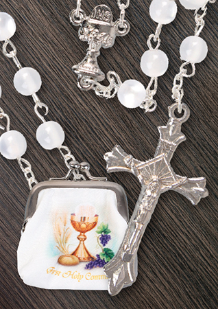 Communion Rosary/Imitation Pearl In Purse   (C6160)