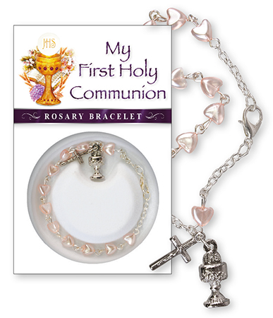 Communion Pearl Rosary Bracelet/Pink   (C6375)