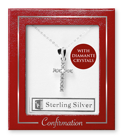 Confirmation Silver Necklet/Cross & Stones   (F69925)