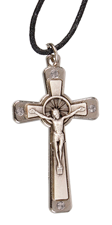 Crucifix 1 1/2  inch Metal/Swarovski Crystal   (10272)