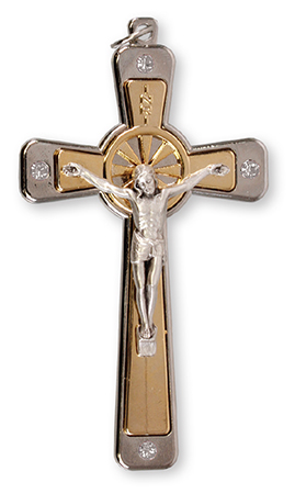 Crucifix 3 1/2  inch Metal/Swarovski Crystals   (10282)