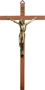 Wood Crucifix 6 inch/Brass Corpus   (10341)
