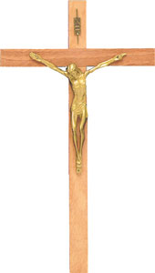 Wood Hanging Crucifix  14 1/2 inch   (1055)