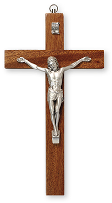 Mahogany Wood Crucifix 8 inch   (10590)