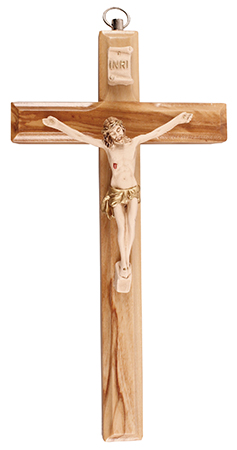 Olive Wood Crucifix/10  inch/Resin Corpus   (10652)