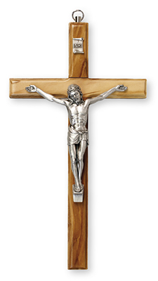 Olive Wood Crucifix 4 3/4 inch/Metal Corpus   (10653)