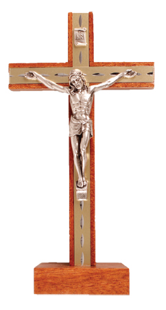 Mahogany Wood Standing Crucifix 6 1/2 inch   (11581)