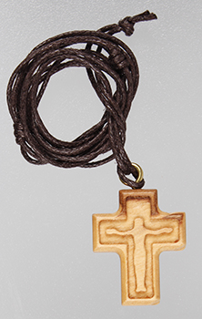Small Olive Wood Cross 1 inch with 32 inch Cord   (12061)