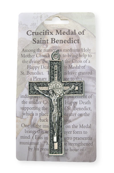 Metal/Black Enamel Benedict Crucifix 3  inch   (1214/BK)