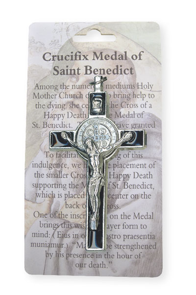 Metal/Black Enamel Benedict Crucifix 3 inch   (1216/BK)