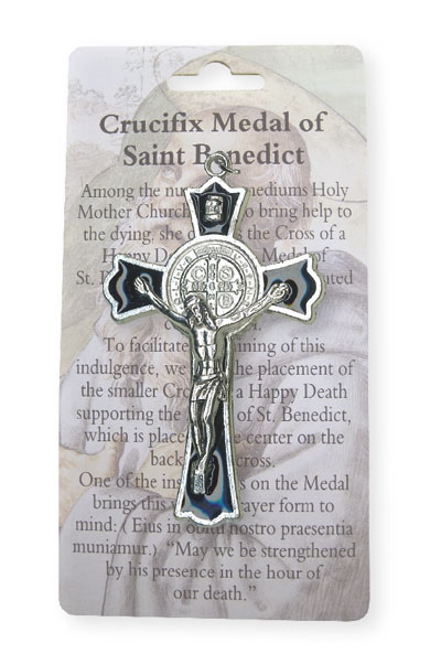 Metal/Black Enamel Benedict Crucifix 3 inch   (1217/BK)
